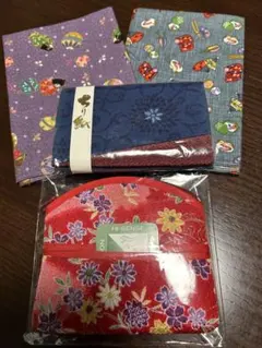和風小物4点セット （ハンカチ２枚　ティッシュポーチ2個）