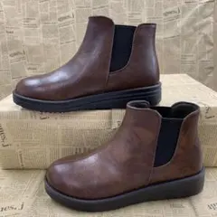 新品★レディース★22.5cm★撥水 サイドゴアブーツ 9782 焦茶色