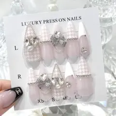 現品　ネイルチップ　ワンホン　韓国　シンプル　ピンク　スナ系　ロング