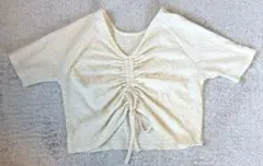 クリーム色 半袖 トップス ウエストひも付き