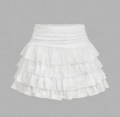 【美品】SHEIN MOD レディース ホワイトレース フリル ミニスカート