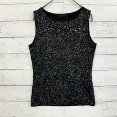 ストロベリーフィールズ スパンコール トップス 黒 ノースリーブ 華やか 上品のサムネイル