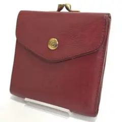 IL BISONTE 二つ折り財布 がま口 レザー ゴールド金具 赤茶系