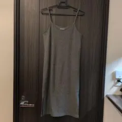 リブ編みノースリーブワンピース グレー　美品