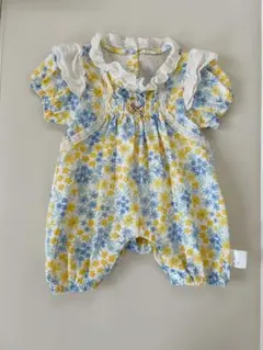 値下げ　花柄ロンパース フリル付き