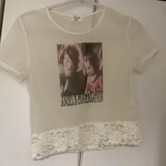 半袖 Tシャツ 天使柄 シースルー レース ホワイト y2k グランジ レトロのサムネイル