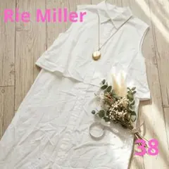 ​美品✨リエミラー レイヤード風ロングシャツワンピース 白 ノースリーブ 38のサムネイル