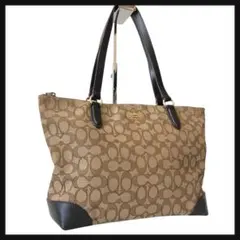 Coach トートバッグ ハンドバッグ　ベージュ　シグネチャー　480