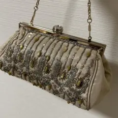 Alphabet's alphabet ベージュ ビーズバッグ　レトロ