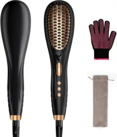 ヘアアイロン ストレートブラシ ヒートブラシ 火傷防止 16段階温度設定