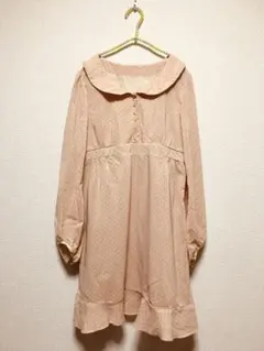 イーハイフンワールドギャラリー　ドット　桜色　くすみピンク　レトロワンピース