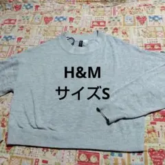 H＆М　グレー クルーネック 薄手長袖ニット