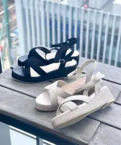 エスペランサ❤︎ ラメ厚底ウエッジサンダル　L