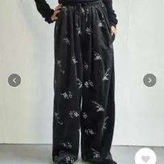 notch. フラワーエンブロイダリーベロアパンツ新品タグ付き