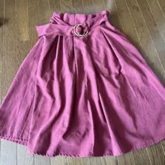ワインレッド★コーデュロイ膝丈スカート