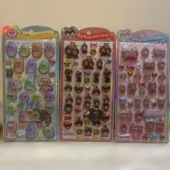 うるちゅるポップシール　おぱんちゅうさぎ　 モンチッチ　3枚セット