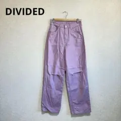 DIVIDED H&M ストレートデニムパンツ ダメージ加工 パープル M