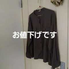 SamansaMos2 チャコールグレー ボタンがポイントブラウス