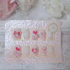 ハート 薔薇 リボン 量産型 フレンチガーリー バレエコア ネイルチップ