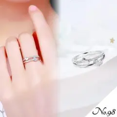 【新品】ダブルハートデザインリング アクセサリー 指輪 シルバー レディース