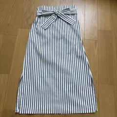 ZARA ストライプ リボン付きロングスカート