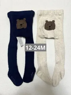 ベビーギャップ タイツ 12-24m くまけつ 白・ネイビー2点セット くまさん