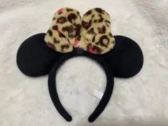 ディズニー　ミニー　ヒョウ柄　カチューシャ　レオパード　ピンク　リボン