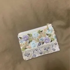 インド刺繍リボン　ミニポーチ　ハンドメイド