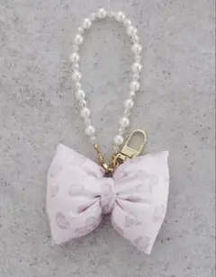 未開封 Maison de FLEUR リボンレオパードパールストラップ ピンクのサムネイル