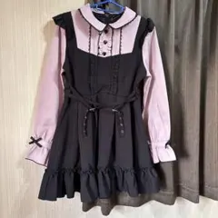 Dear My Love 夢展望　膝上丈　黒×ピンク　長袖ワンピース　着払い