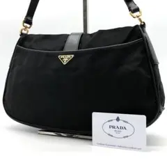 ✨美品✨プラダ ハンドバッグ 三角ロゴ ターンロック ゴールド金具 ナイロン 黒
