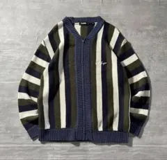 【ジップニットカーディガン】X-LARGE刺繍ロゴストリート sk8 90s L