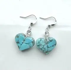 天然石 ターコイズ ハート型 ピアス