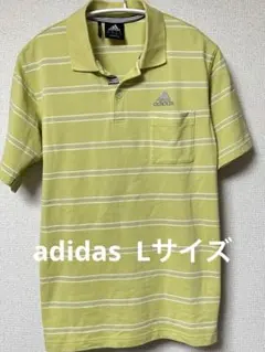 アディダス ポロシャツ L イエローグリーン ボーダー Clima365スポーツ