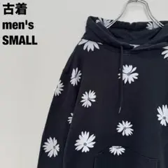 古着 HOLLISTER ホリスター パーカー 総柄 花柄 ブラック 黒 S