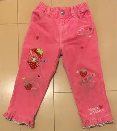 Mezzo Piano可愛い ピンク ロングパンツいちご刺繍 100べリエちゃん