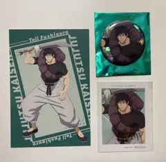 呪術廻戦 伏黒甚爾 ポストカード 箔押しカード トレーディングホロ缶バッジ