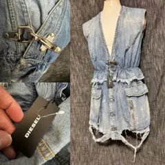定価53900円 タグあり DIESEL ノースリーブロングシャツ　ダメージ加工