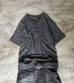 00s Y2K Ribbed Henley Tee Faded archive - メルカリ