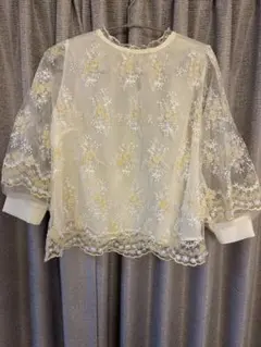 mysty woman 花柄 刺繍 シアー ブラウス