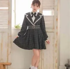 ロジータ【ROJITA】テーラード重ね着風ワンピース ブラック