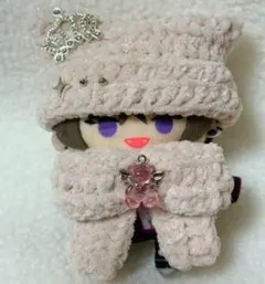 ネコ耳ニット帽＆リボン　にじぱぺっと　ぬい服　さくらピンク