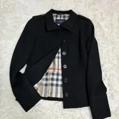 【メダカ】バーバリーロンドン　ステンカラー　黒　シルク　メガチェック　M メダカ】バーバリーロンドン ステンカラー 黒 シルク メガ