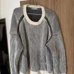 ZARA ニット セーター ストライプ クルーネック Lのサムネイル