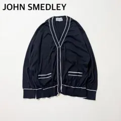 ジョンスメドレー バイカラー　シーアイランドコットン　カーディガン　M 英国製