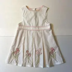 チューリップ刺繍 ノースリーブワンピース