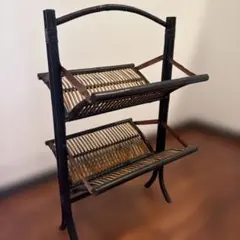 라탄 2 티어 매거진 랙 블랙