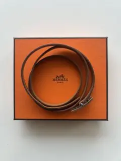 HERMES エルメス Hブレスレット　レザー オレンジ　箱付のサムネイル