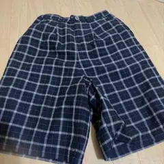 ネイビー グレー チェック柄パンツ M