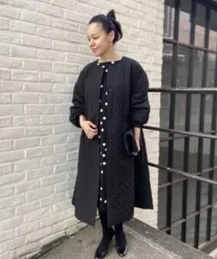 BEARDSLEY ビアズリー　袖バルーンキルトコート　ブラック